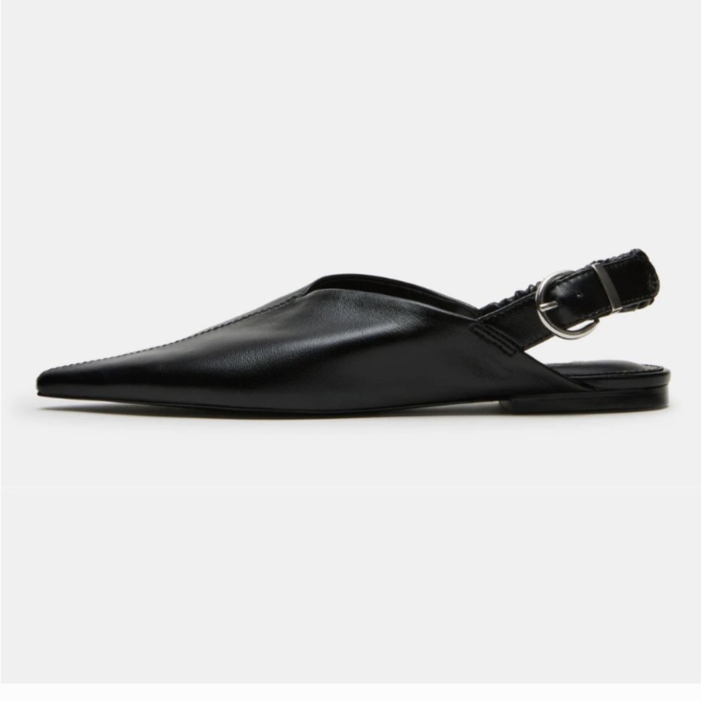 Zara Black Leather Slingback Flats